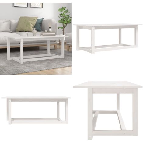 Tavolino da Salotto Bianco 110x55x45 cm Legno Massello di Pino - Tavolino in legno - Tavolino in pino