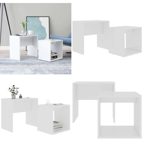 Tavolino da Salotto Bianco 48x30x45 cm in Legno Multistrato - Tavolino da caffè - Tavolino impilabile
