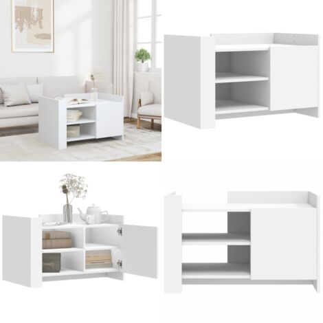 Tavolino da Salotto Bianco 80x50x50 cm in Legno Multistrato - Tavolo da soggiorno - Legno multistrato