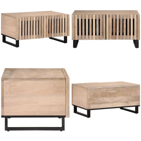 Tavolino da Salotto Bianco 80x51x40 cm Legno Massello di Mango - Tavolino in legno - Tavolino da divano