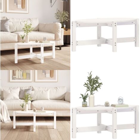 Tavolino da Salotto Bianco 87x48x35cm in Legno Massello di Pino - Tavolino in pino - Tavolino da salotto bianco