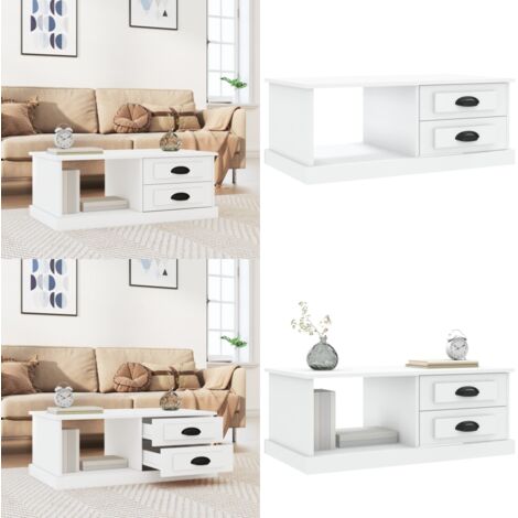 Tavolino da Salotto Bianco 90x50x35 cm in Legno Multistrato - Tavolino in legno - Tavolino da divano