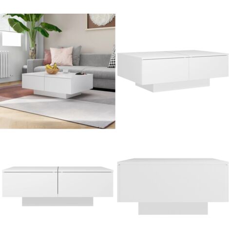 Tavolino da Salotto Bianco 90x60x31 cm in Legno Multistrato - Tavolino da caffè - Tavolino in legno