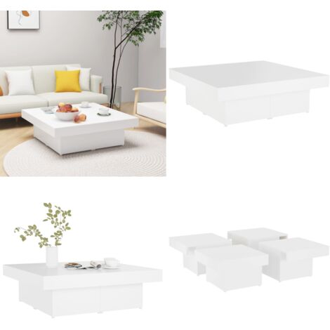 Tavolino da Salotto Bianco 90x90x28 cm in Legno Multistrato - Tavolino in legno - Tavolino centrale