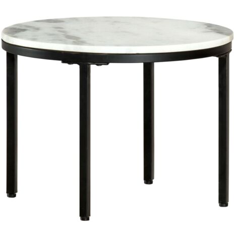 Tavolino da Salotto Bianco e Nero Ø50 cm in Vero Marmo Solido vidaXL