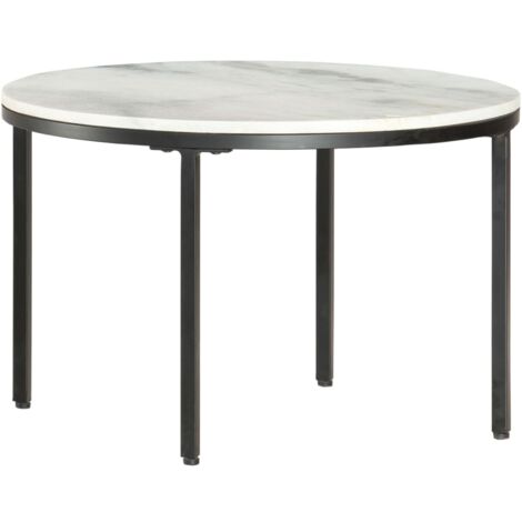 Tavolino da Salotto Bianco e Nero Ø65 cm in Vero Marmo Solido vidaXL