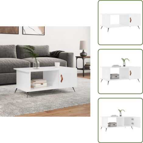Tavolino da salotto bianco lucido - vidaXL Tavolino da Salotto Bianco Lucido 90x50x40 cm Legno Multistrato - Tavolino da salotto con scomparti