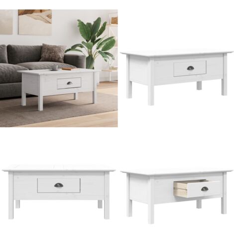 Tavolino da Salotto BODO 100x55x46cm Legno Massello Pino Bianco - Tavolino in legno - Tavolino in pino