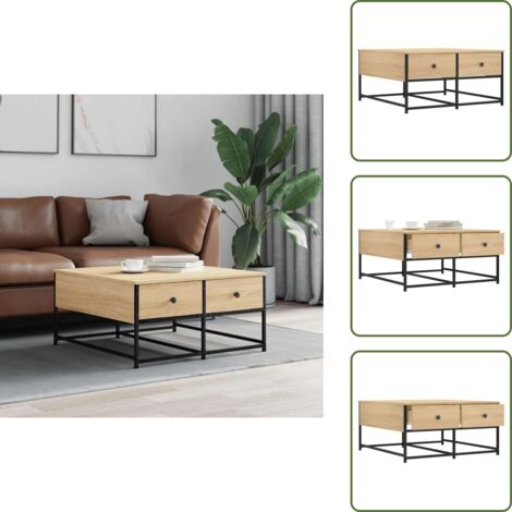 Tavolino da salotto con cassetti - vidaXL Tavolino da Salotto Rovere Sonoma 80x80x40 cm Legno Multistrato - Tavolino in metallo