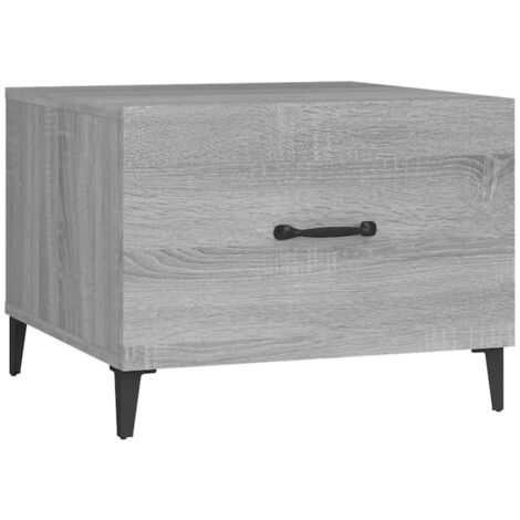 Tavolino da salotto con cassetto design moderno con gambe in metallo 50 x 50 x 40 cm grigio legno ingegnerizzato DEC037720