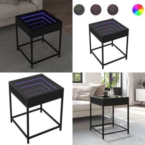 Tavolino da Salotto con LED Infinity Nero 40x40x51 cm - Tavolino da salotto con luci RGB - Tavolino da salotto con LED Infinity