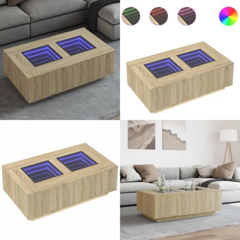 Tavolino da Salotto con LED Infinity Rovere Sonoma 116x69x40 cm - Tavolino con luci RGB - Tavolino da soggiorno con LED
