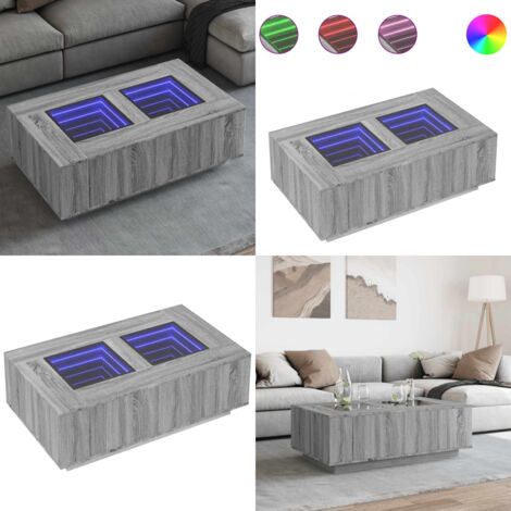 Tavolino da Salotto con LED Infinity Rovere Sonoma 116x69x40 cm - Tavolino con luci RGB - Tavolino da soggiorno con LED