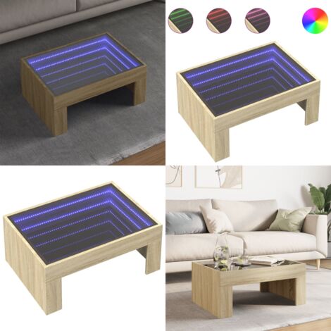 Tavolino da Salotto con LED Infinity Rovere Sonoma 70x50x30 cm - Tavolino con luci RGB - Tavolino da soggiorno con LED