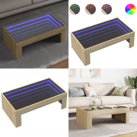 Tavolino da Salotto con LED Infinity Rovere Sonoma 90x50x30 cm - Tavolino con luci RGB - Tavolino da salotto con LED Infinity