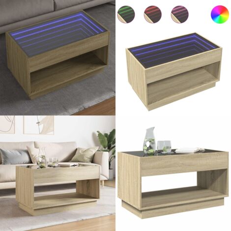 Tavolino da Salotto con LED Infinity Rovere Sonoma 90x50x50 cm - Tavolino con luci RGB - Tavolino da salotto con LED Infinity