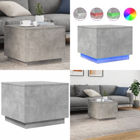 Tavolino da Salotto con Luci LED Grigio Cemento 50x50x40 cm - Luci RGB - Tavolino moderno