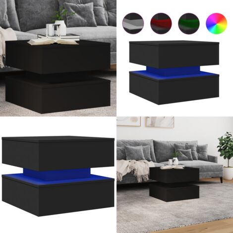 Tavolino da Salotto con Luci LED Nero 50x50x40 cm - Luci RGB - Tavolino moderno
