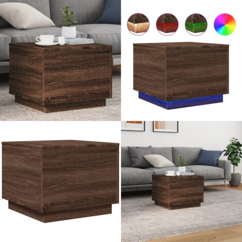Tavolino da Salotto con Luci LED Rovere Marrone 50x50x40 cm - Luci RGB - Tavolino moderno