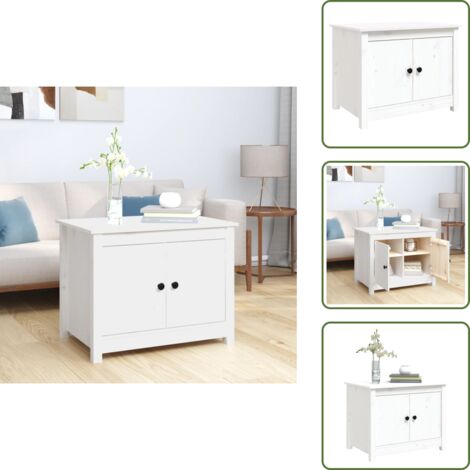 Tavolino da salotto con piano decorativo - vidaXL Tavolino da Salotto Bianco 71x49x55cm in Legno Massello di Pino -