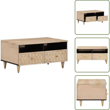 Tavolino da salotto con piano robusto - vidaXL Tavolino da Salotto 80x54x40 cm in Legno Massello di Mango - Tavolino da salotto con spazio portaoggetti