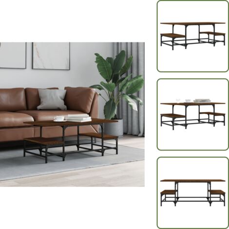 Tavolino da salotto con piano stabile - vidaXL Tavolino Salotto Rovere Marrone 100x50,5x40cm Legno Multistrato - Tavolino da salotto con spazio portaoggetti