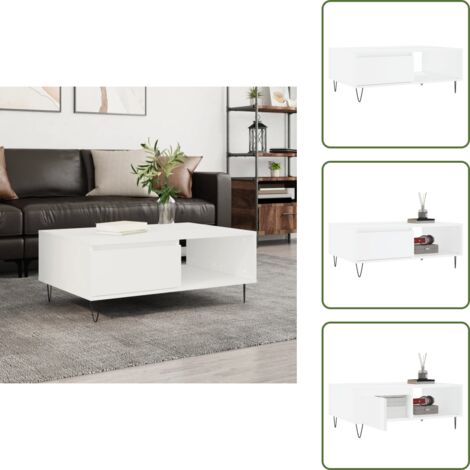 Tavolino da salotto con scomparti - vidaXL Tavolino da Salotto Bianco 90x60x35 cm in Legno Multistrato - Tavolino da salotto in ferro