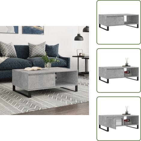 Tavolino da salotto con scomparti - vidaXL Tavolino da Salotto Grigio Cemento 90x60x35cm Legno Multistrato - Tavolino da salotto in ferro