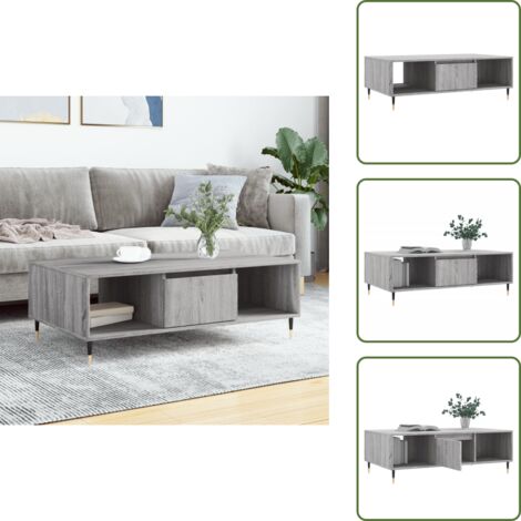 Tavolino da salotto con scomparti - vidaXL Tavolino da Salotto Grigio Sonoma 104x60x35cm Legno Multistrato - Tavolino da salotto in ferro