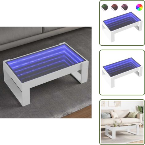 Tavolino da salotto con specchio Infinity - vidaXL Tavolino da Salotto con LED Infinity Bianco 90x53x30 cm - Tavolino da salotto con luci RGB