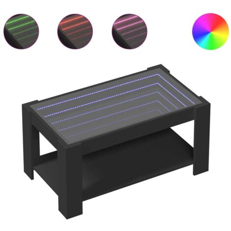 Tavolino da salotto dal design moderno con LED 93 x 53 x 45 cm in legno ingegnerizzato nero e vetro DEC037583