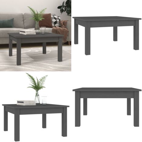 Tavolino da Salotto Grigio 55x55x30 cm Legno Massello di Pino - Tavolino in pino - Tavolino da salotto grigio