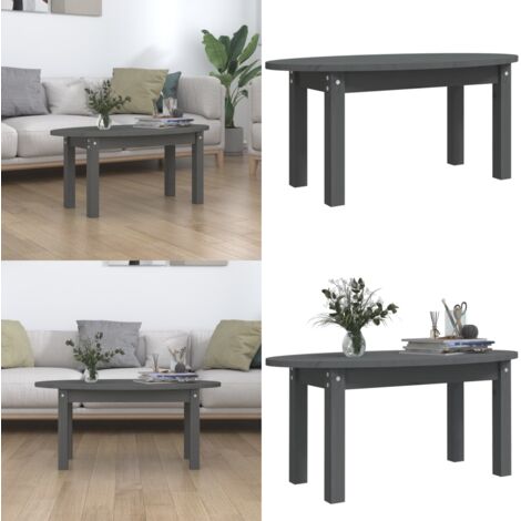 Tavolino da Salotto Grigio 80x40x35 cm Legno Massello di Pino - Tavolino in legno - Tavolino in pino