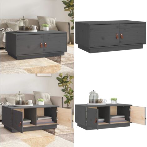 Tavolino da Salotto Grigio 80x50x35cm in Legno Massello di Pino - Tavolino in pino - Tavolino moderno
