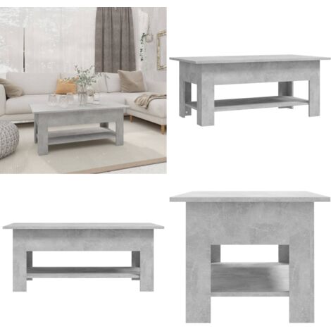 Tavolino da Salotto Grigio Cemento 102x55x42 cm in Truciolato - Tavolino in truciolato - Tavolino grigio cemento