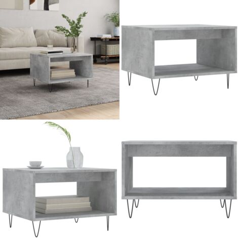 Tavolino da Salotto Grigio Cemento 60x50x40cm Legno Multistrato - Tavolino in legno - Tavolino grigio cemento