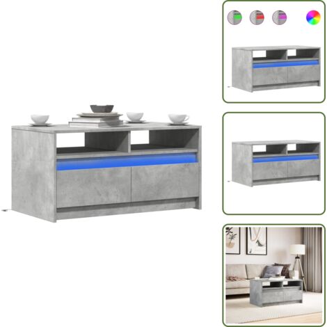 Tavolino da salotto grigio cemento - vidaXL Tavolino da Salotto con Luci LED Grigio Cemento in Truciolato -