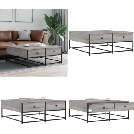 Tavolino da Salotto Grigio Sonoma 100x99x40cm Legno Multistrato - Tavolino in legno multistrato - Tavolino in metallo