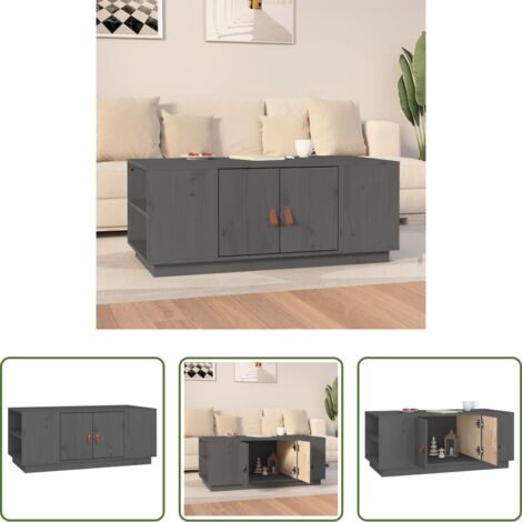 Tavolino da salotto grigio -  Tavolino da Salotto Grigio 100x50x41 cm Legno Massello di Pino