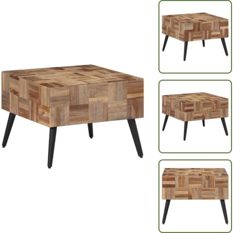 Tavolino da salotto grigio - vidaXL Tavolino da Salotto Grigio 55x55x40cm Massello Teak di Recupero - Tavolino in ferro