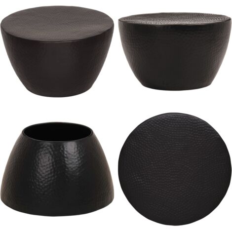 Tavolino da Salotto in Alluminio Martellato Ø 50x30 cm Nero - Alluminio martellato - Tavolino moderno