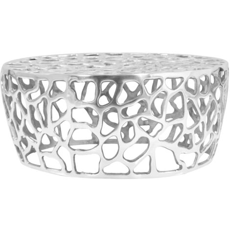 Tavolino da Salotto in Alluminio Martellato 70x30 cm Argento vidaXL