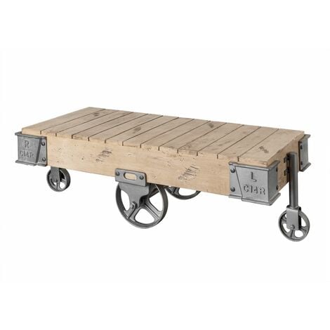 tavolino da salotto in legno di Mango 120x60x43 sbiancato laccato RAILWAY 360