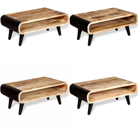 Tavolino da Salotto in Legno Grezzo di Mango 90x55x39 cm - Tavolino in legno mango - Tavolino industriale vintage