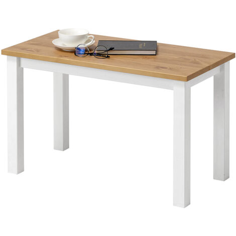 Tavolino da salotto in legno Massello con finiture Bianche - 75 x 38 x 45 h. cm