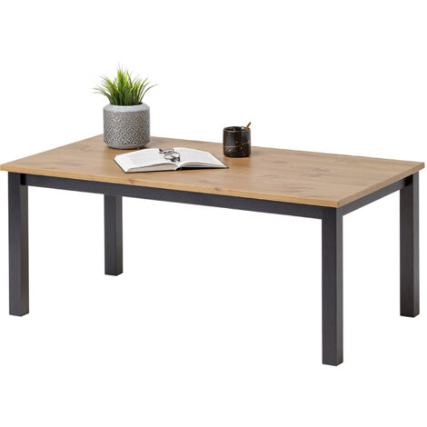 Tavolino da salotto in legno Massello con finiture Nere - 110 x 60 x 45 h. cm