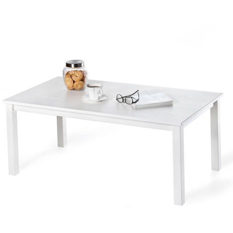 Tavolino da salotto in legno Massello verniciato Bianco - 110 x 60 x 45 h. cm