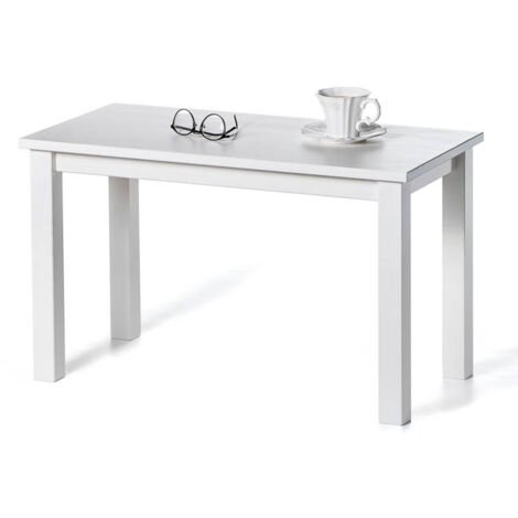Tavolino da salotto in legno Massello verniciato Bianco - 75 x 38 x 45 h. cm