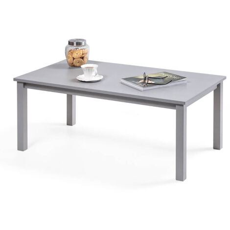 Tavolino da salotto in legno Massello verniciato Grigio chiaro - 110 x 60 x 45 h. cm