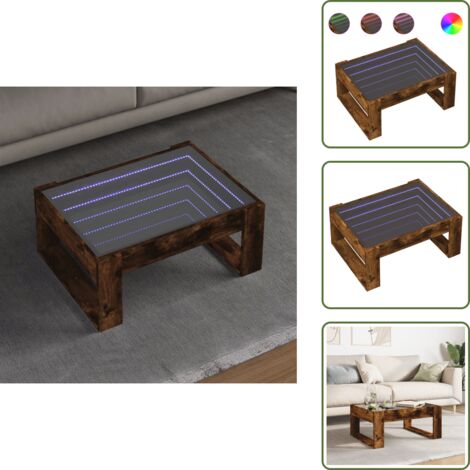 Tavolino da salotto in legno multistrato - vidaXL Tavolino da Salotto con LED Infinity Rovere Fumo 70x53x30 cm -